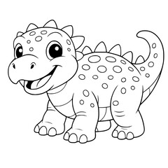 Fototapeta premium Cute Cartoon Dinosaur Outline for Coloring