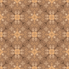 Geometric pixel art pattern. Abstract pixel art geometric ethnic pattern design for fabric, carpet, tile, rug, clothing, embroidery, needlepoint and background. Vector pixel art seamless motif ethnic
