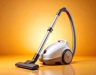 White and Dark Grey Vacuum Cleaner on a Vibrant Orange Surface