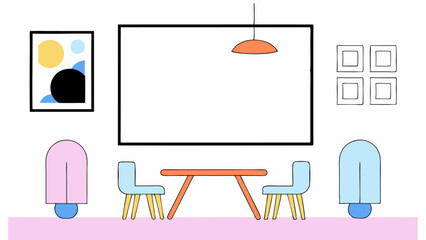 Minimalist Modern Dining Room Interior Design Illustration