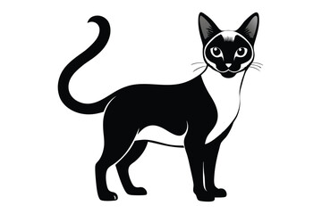 Elegant black and white silhouette depicts a graceful cat standing, casting a watchful gaze