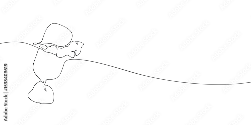Poster minimalist one-line drawing of a wrapped chocolate candy, combining simplicity and elegance in a sty