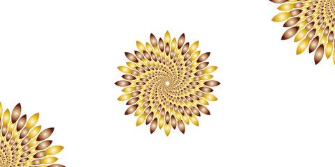  "Abstract Mandala art golden spiral flower with petal-like elements on a white background. Modern decorative fractal design, perfect for luxury branding, or ornamental digital illustration"