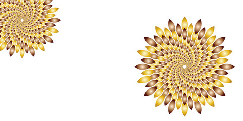  "Abstract Mandala art golden spiral flower with petal-like elements on a white background. Modern decorative fractal design, perfect for luxury branding, or ornamental digital illustration"