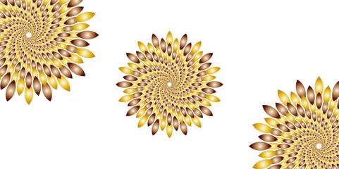  "Abstract Mandala art golden spiral flower with petal-like elements on a white background. Modern decorative fractal design, perfect for luxury branding, or ornamental digital illustration"