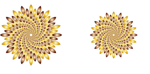  "Abstract Mandala art golden spiral flower with petal-like elements on a white background. Modern decorative fractal design, perfect for luxury branding, or ornamental digital illustration"