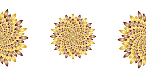  "Abstract Mandala art golden spiral flower with petal-like elements on a white background. Modern decorative fractal design, perfect for luxury branding, or ornamental digital illustration"