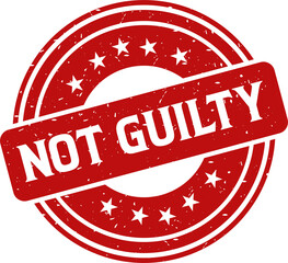 Not guilty red stamp, Round vintage rubber stamp