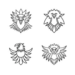 Collection of stylized eagle heraldry logos and emblems in a modern minimalist black line art