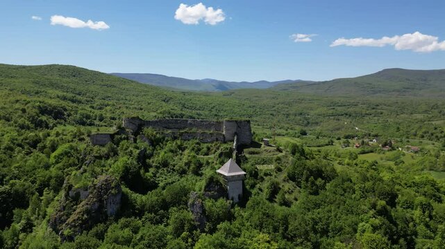 architecture, balkans, beautiful, bihac, blue, bosnia, bridge, castle, europe, forest, fort, fortress, green, herzegovina, hilltop, historical, kulen, kulen vakuf, landscape, mountains, nature, ostrov