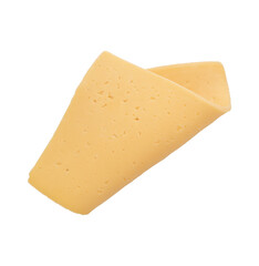 folded slice cheese isolated on white background, top view