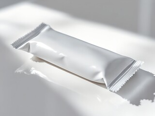 White foil bar packaging mockup with blank label on clean background