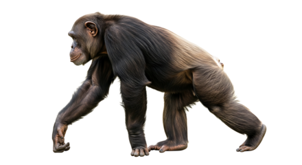 Walking Chimpanzee Isolated on White Background Full Body