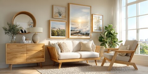 Three frames on wall mockup