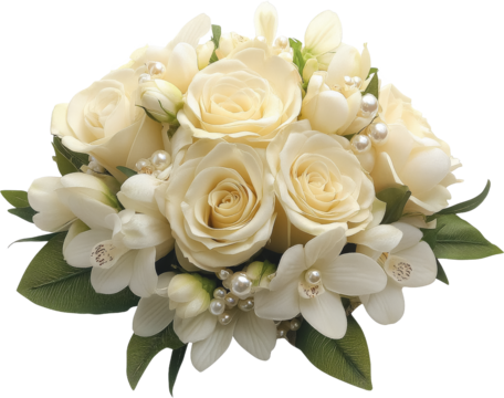 Elegant Cream Roses and Freesia Bridal Bouquet