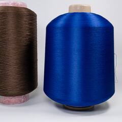 dyed yarn fabric production on a  isolated white background.