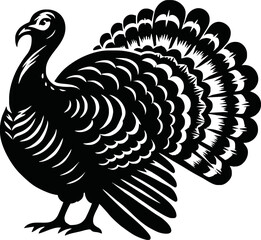 Silhouette turkey bird isolated vector art on white background