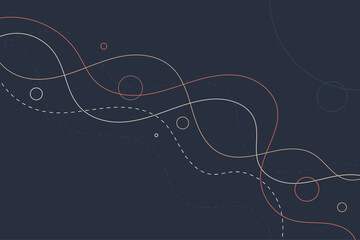 Abstract amorphous geometric background with minimal circles and dynamic curving vector paths