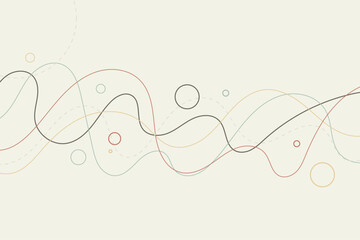Elegant amorphous geometric background featuring fine wavy lines and soft circular elements