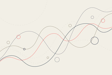 Artistic amorphous geometric backgrounds with looping paths and abstract circle accents