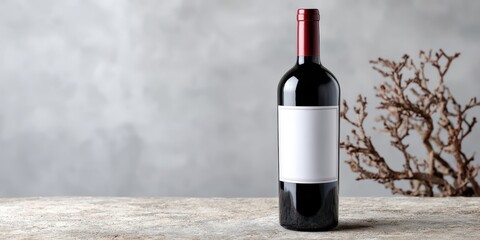 Whine bottle with blank label mockup