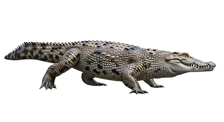 Alligator Walking Isolated on White Background