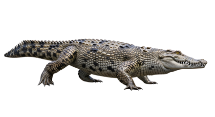 Alligator Walking Isolated on White Background