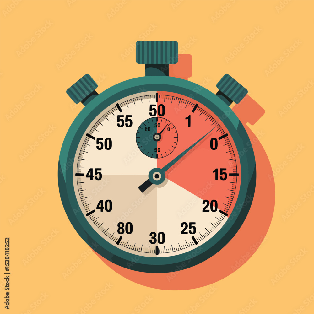 Aufkleber vector illustration of a stopwatch in a flat design style with different colored sections and precis