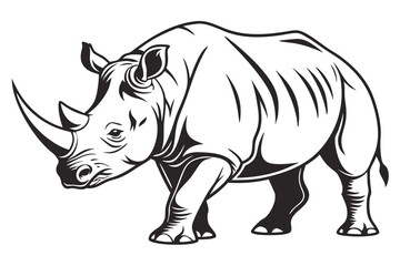 Fototapeta premium Bold rhino strides forward, its strong outline capturing raw wildlife beauty effectively