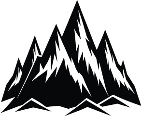 Black and White Silhouette of Mountain Ridge