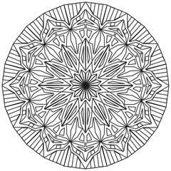 Mandala 372, ethnic, swirl pattern, object isolated on white background. Coloring page 431, hand drawn, vector.