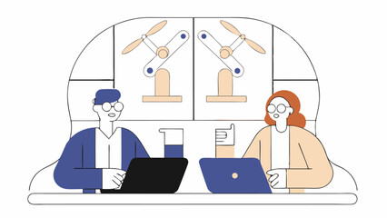 Young Professionals Collaborating on Laptop Computers in Modern Office