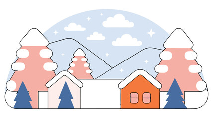 Cozy Winter Village Scene