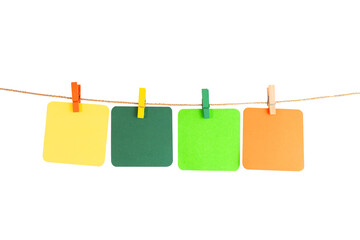 Four pieces of rectangle colorful paper hang on a rope