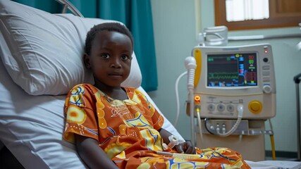 dark-skinned child connected to medical devices, healthcare concept, early diagnosis, medical technology - Powered by Adobe