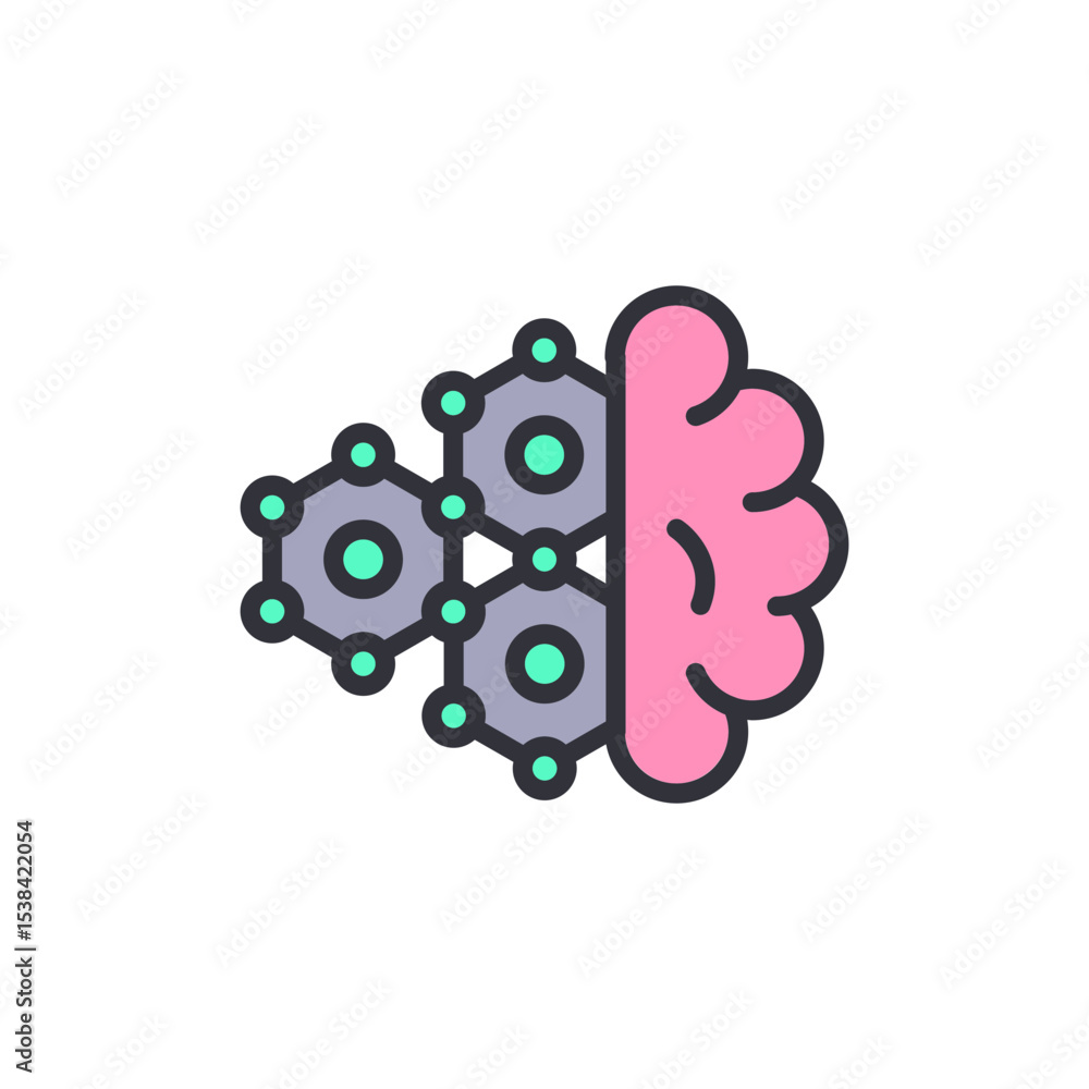 Poster artificial intelligence and machine learning conceptual brain illustration