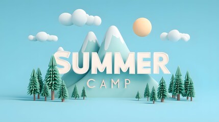 Cute summer camp sign mockup with bold fonts for outdoor fun ads.