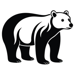 Standing bear in black and white monochrome shows the animal clearly and artistically