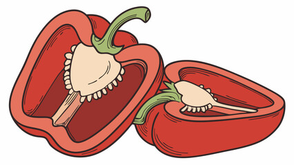 Halved Red Bell Peppers