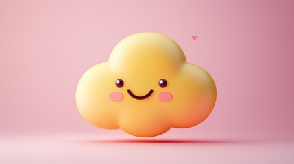 Cute cloud emoji on pink background