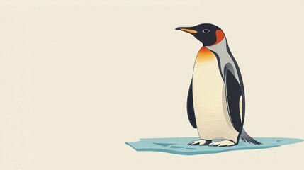 Penguin standing on ice, illustration