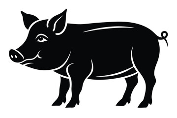 A bold black pig silhouette presents farm animal imagery and art effectively