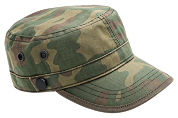 Tan camouflage military cap, isolated on a white or transparent background
