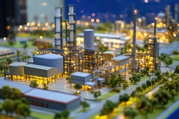 Intelligent factory internal display model showcasing advanced manufacturing design elements with intricate details and illuminated sections at a technology exhibition