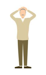 Senior man holding head in distress, confused or troubled elderly male
