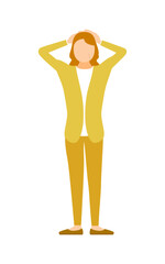 Senior Woman holding head in distress, confused or troubled elderly woman