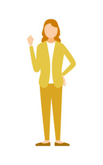 Illustration of a senior woman cheering with a small gut-punch