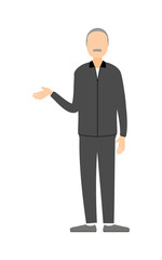Vector illustration of a senior man in jersey speaking with gestures