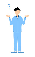 Illustration of a man in jersey with his hands outstretched in question