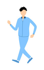 Vector illustration of a man in jersey walking with waving arms
